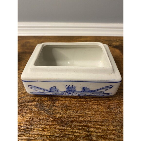 Blue and White Koi Fish Chinoiserie Trinket Box - Picture 3 of 7